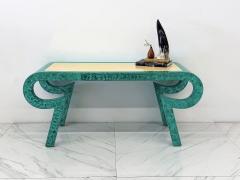Alessandro Gabrielli Gambalogna Hand Painted Faux Malachite Console Desk Alessandro Baker 1980s - 4507302