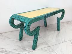 Alessandro Gabrielli Gambalogna Hand Painted Faux Malachite Console Desk Alessandro Baker 1980s - 4507303