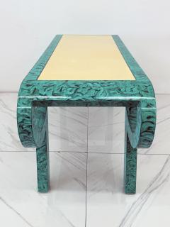 Alessandro Gabrielli Gambalogna Hand Painted Faux Malachite Console Desk Alessandro Baker 1980s - 4507305