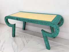 Alessandro Gabrielli Gambalogna Hand Painted Faux Malachite Console Desk Alessandro Baker 1980s - 4507307