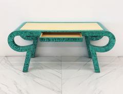 Alessandro Gabrielli Gambalogna Hand Painted Faux Malachite Console Desk Alessandro Baker 1980s - 4507309