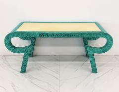 Alessandro Gabrielli Gambalogna Hand Painted Faux Malachite Console Desk Alessandro Baker 1980s - 4507310
