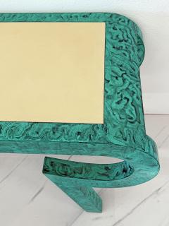 Alessandro Gabrielli Gambalogna Hand Painted Faux Malachite Console Desk Alessandro Baker 1980s - 4507311