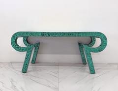 Alessandro Gabrielli Gambalogna Hand Painted Faux Malachite Console Desk Alessandro Baker 1980s - 4507312