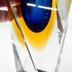 Alessandro Mandruzzato 1978 Blue Faceted Art Glass Vase Murano Sommerso Alessandro Mandruzzato Italy - 2992273