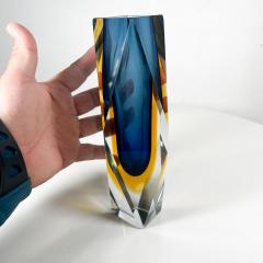 Alessandro Mandruzzato 1978 Blue Faceted Art Glass Vase Murano Sommerso Alessandro Mandruzzato Italy - 2992274