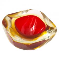 Alessandro Mandruzzato Alessandro Mandruzzato Murano Glass Ashtray Bowl Sommerso Faceted Red Signed - 2987198