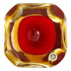 Alessandro Mandruzzato Alessandro Mandruzzato Murano Glass Ashtray Bowl Sommerso Faceted Red Signed - 2987199