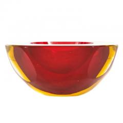 Alessandro Mandruzzato Alessandro Mandruzzato Murano Glass Ashtray Bowl Sommerso Faceted Red Signed - 2987205