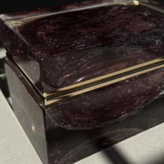 Alessandro Mandruzzato Hand Blown Murano Bubbled Glass Box in Light Amethyst with 24Karat Gold Trim - 3881529