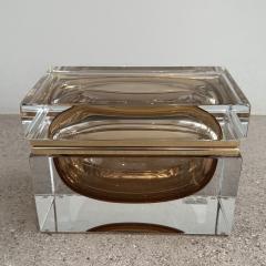 Alessandro Mandruzzato Hand Blown Murano Glass Box in Honey with 24Karat Gold Trim - 3881544