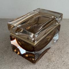 Alessandro Mandruzzato Hand Blown Murano Glass Box in Honey with 24Karat Gold Trim - 3881545