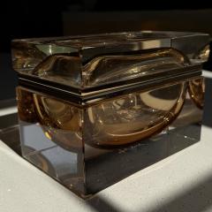 Alessandro Mandruzzato Hand Blown Murano Glass Box in Honey with 24Karat Gold Trim - 3881547