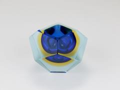 Alessandro Mandruzzato Mandruzzato Sommerso Faceted Diamond Caviar Bowl Murano Glass Italy 1960s - 4313215