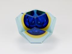 Alessandro Mandruzzato Mandruzzato Sommerso Faceted Diamond Caviar Bowl Murano Glass Italy 1960s - 4313217