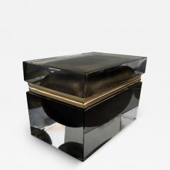 Alessandro Mandruzzato Murano Glass Box in Onyx Black w 24 Karat Gold Flecks - 3883666