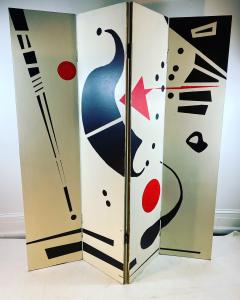 Alexander Calder CALDERESQUE HAND PAINTED WOOD FOUR PANEL STANDING SCREEN - 1198595