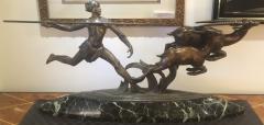 Alexander Kelety The Hunter Antique Bronze Statue Man Hunting Gazelle Alexander Kelety 40 Wide - 4345233