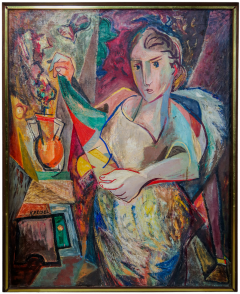 Alexander Kreisel 1901 1953 cubist painting Lady with Scarf  - 2872731