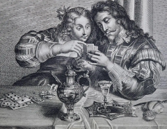 Alexander Voet An Early 17th Century Engraving The Card Game by A Voet after Cornelis de Vos - 2707264