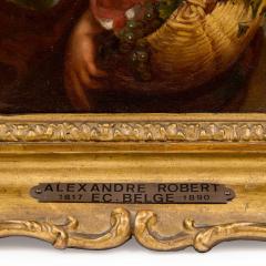 Alexandre Nestor Nicolas Robert Antique Belgian oil painting of a peasant girl in a storm by Robert - 4212694