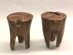 Alexandre Noll Pair of Brutalist Hand Carved Stools or Side Tables Style of Alexandre Noll - 1609813