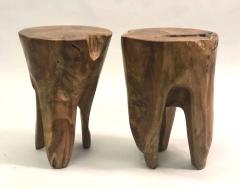 Alexandre Noll Pair of Brutalist Hand Carved Stools or Side Tables Style of Alexandre Noll - 1609814