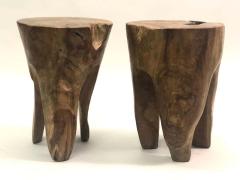 Alexandre Noll Pair of Brutalist Hand Carved Stools or Side Tables Style of Alexandre Noll - 1609815