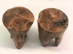 Alexandre Noll Pair of Brutalist Hand Carved Stools or Side Tables Style of Alexandre Noll - 1609816