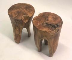 Alexandre Noll Pair of Brutalist Hand Carved Stools or Side Tables Style of Alexandre Noll - 1609817