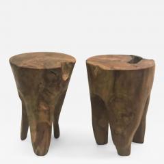 Alexandre Noll Pair of Brutalist Hand Carved Stools or Side Tables Style of Alexandre Noll - 1610501