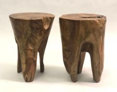 Alexandre Noll Pair of Brutalist Hand Carved Stools or Side Tables Style of Alexandre Noll - 2374917