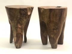 Alexandre Noll Pair of Brutalist Hand Carved Stools or Side Tables Style of Alexandre Noll - 2374922