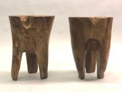 Alexandre Noll Pair of Brutalist Hand Carved Stools or Side Tables Style of Alexandre Noll - 2374929