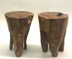 Alexandre Noll Pair of Brutalist Hand Carved Stools or Side Tables Style of Alexandre Noll - 2374932