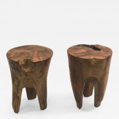 Alexandre Noll Pair of Brutalist Hand Carved Stools or Side Tables Style of Alexandre Noll - 2383204