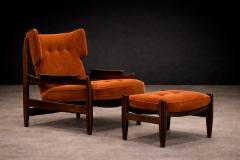 Alexandre Rapoport Alexandre Rapoport Brazilian Rosewood Armchair with Ottoman Burnt Caramel Mohair - 4571572