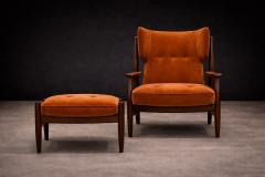 Alexandre Rapoport Alexandre Rapoport Brazilian Rosewood Armchair with Ottoman Burnt Caramel Mohair - 4571575