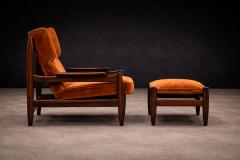 Alexandre Rapoport Alexandre Rapoport Brazilian Rosewood Armchair with Ottoman Burnt Caramel Mohair - 4571576