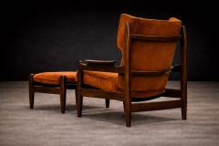 Alexandre Rapoport Alexandre Rapoport Brazilian Rosewood Armchair with Ottoman Burnt Caramel Mohair - 4571581