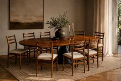 Alexandre Rapoport Brazilian Modern Set of Eight Chairs in Caviuna wood Linen Alexandre Rapoport - 4594358