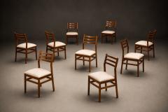 Alexandre Rapoport Brazilian Modern Set of Eight Chairs in Caviuna wood Linen Alexandre Rapoport - 4594360