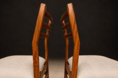 Alexandre Rapoport Brazilian Modern Set of Eight Chairs in Caviuna wood Linen Alexandre Rapoport - 4594361