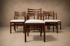 Alexandre Rapoport Brazilian Modern Set of Eight Chairs in Caviuna wood Linen Alexandre Rapoport - 4594362