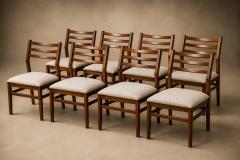 Alexandre Rapoport Brazilian Modern Set of Eight Chairs in Caviuna wood Linen Alexandre Rapoport - 4594367