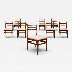 Alexandre Rapoport Brazilian Modern Set of Eight Chairs in Caviuna wood Linen Alexandre Rapoport - 4595621