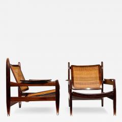 Alexandre Rapoport Pair of Armchairs in Hardwood and Cane by Alexandre Rapoport c 1960s - 3324313