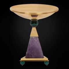 Alexandre Vossion PYRAMID AMETHYST CHALICES Pair of amethyst and 24K gold plated brass bowls - 2097971