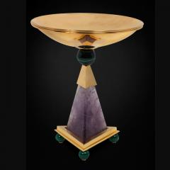 Alexandre Vossion PYRAMID AMETHYST CHALICES Pair of amethyst and 24K gold plated brass bowls - 2097973