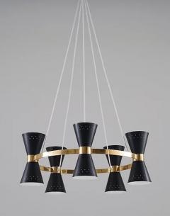 Alf Svensson Copy of Swedish Midcentury Chandelier in Brass and Metal by Alf Svensson - 2277426